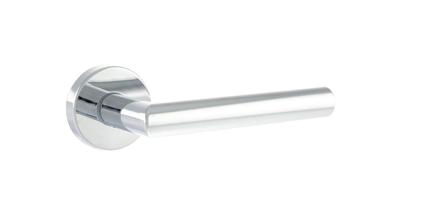 Atlantic Handles Polished Chrome Forme Elle Designer Lever on Minimal Round Rose