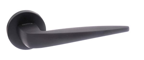 Atlantic Handles Matt Black Forme Foglia Designer Lever on Minimal Round Rose