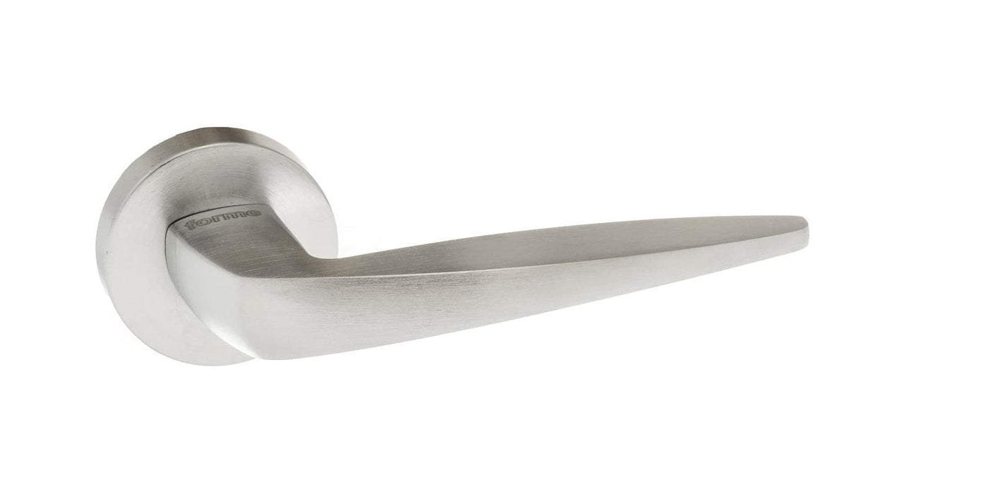 Atlantic Handles Satin Chrome Forme Foglia Designer Lever on Minimal Round Rose