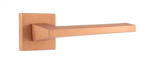 Atlantic Handles Urban Satin Copper Forme Lorena Designer Lever on Minimal Square Rose - Urban Satin Copper