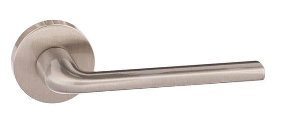 Atlantic Handles Satin Nickel Forme Milly Designer Lever on Minimal Round Rose