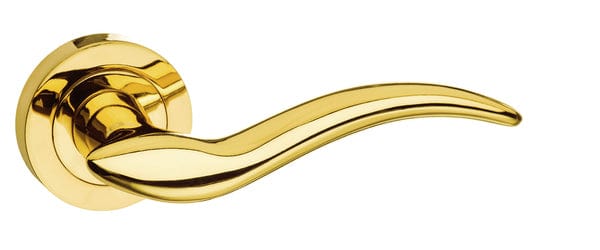 Atlantic Handles Polished Brass Mediterranean Barcelona Lever on Round Rose