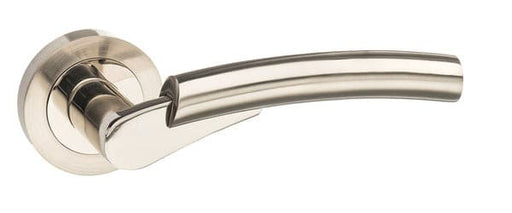 Atlantic Handles Satin Nickel/Polished Nickel Mediterranean Messina Lever on Round Rose