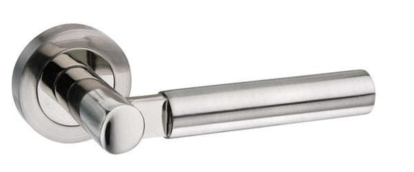 Atlantic Handles Satin Nickel/Polished Nickel Mediterranean Palermo Lever on Round Rose