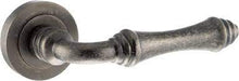 Atlantic Handles Distressed Silver Old English Durham Lever on Round Rose