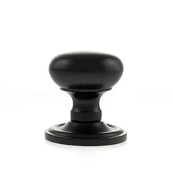 Atlantic Cupboard Knob Matt Black Old English Harrogate Solid Brass Mushroom Mortice Knob on Concealed Fix Rose