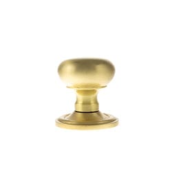 Atlantic Cupboard Knob Satin Brass Old English Harrogate Solid Brass Mushroom Mortice Knob on Concealed Fix Rose