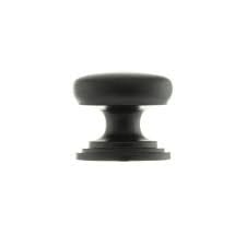 Atlantic Cupboard Knob Matt Black Old English Lincoln Solid Brass Victorian Cabinet Knob 38mm on Concealed Fix