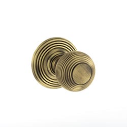 Atlantic Knobs Matt Antique Brass Old English Ripon Solid Brass Reeded Mortice Knob on Concealed Fix Rose