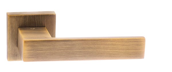 Atlantic Handles Weathered Antique Bronze Senza Pari Panetti Designer Lever on Flush Square Rose