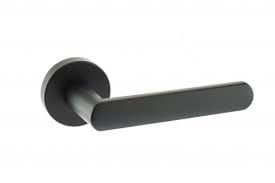 Atlantic Handles Matt Black STATUS Michigan Lever on Round Rose