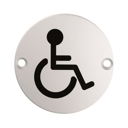 Carlisle Brass Signs BRIGHT STAINLESS STEEL 76 X 1.5MM DISABLED SYMBOL - FACE FIX