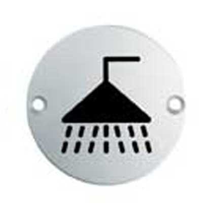 Carlisle Brass Signs BRIGHT STAINLESS STEEL 76 X 1.5MM SHOWER SYMBOL - FACE FIX