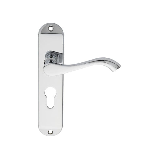 Carlisle Brass Handles POLISHED CHROME ANDROS LEVER ON BACKPLATE - LOCK EURO PROFILE 47.5MM C/C 180MM X 40MM