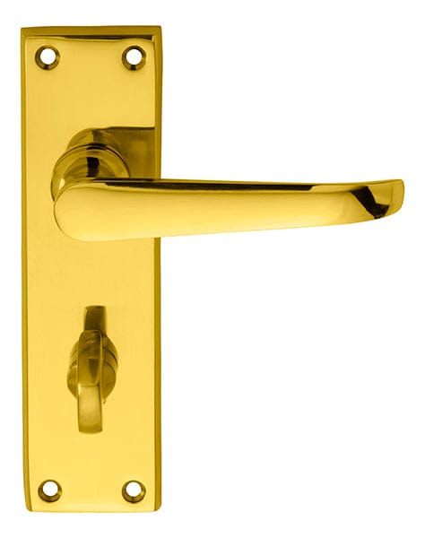 Carlisle Brass Handles Polished Brass Ascot Heavy Victorian Lever On Backplate - Bathroom 57Mm C/C 150Mm X 43Mm