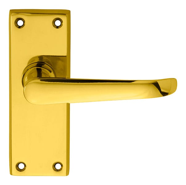 Carlisle Brass Handles Polished Brass Ascot Heavy Victorian Lever On Backplate - Latch 118Mm X 43Mm