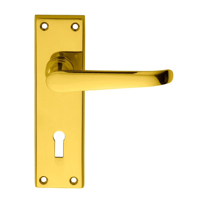 Carlisle Brass Handles Polished Brass Ascot Heavy Victorian Lever On Backplate - Lock 57Mm C/C 150Mm X 43Mm