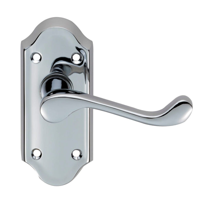 Carlisle Brass Handles Polished Chrome Ashtead Lever On Backplate - Latch (Short Plate) 112 X 48Mm