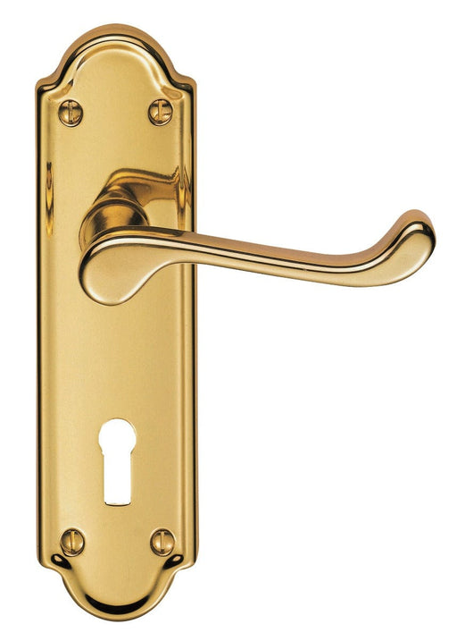 Carlisle Brass Handles Polished Brass Ashtead Lever On Backplate - Lock 57Mm C/C 168Mm X 48Mm