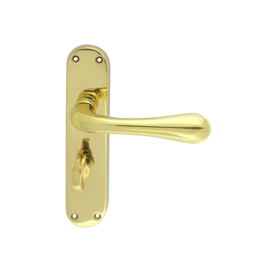 Carlisle Brass Handles Polished Brass Astro Lever On Backplate - Bathroom 57Mm C/C Otl (Polished Brass) 185Mm X 40Mm