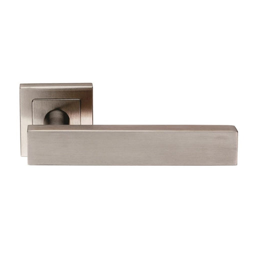 Carlisle Brass Handles Satin Stainless Steel Carla Designer Lever On Square Sprung Rose - Heso Spindle G304