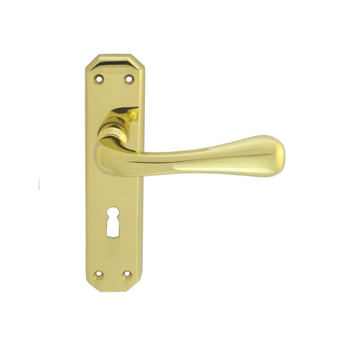 Carlisle Brass Handles Polished Brass Eden Lever On Backplate - Lock 57Mm C/C 180Mm X 40Mm