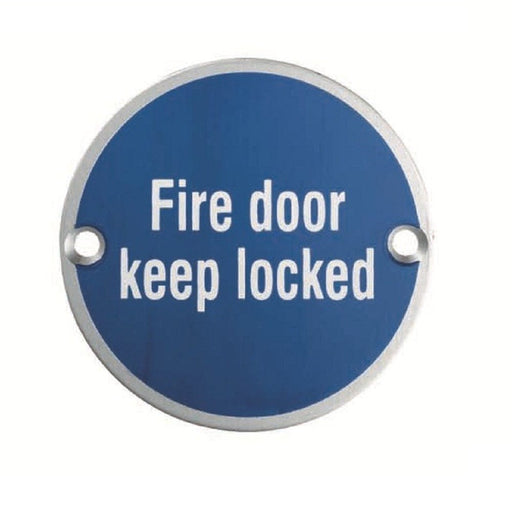 Carlisle Brass Signs Satin Anodised Aluminium Fire Door Keep Locked Symbol