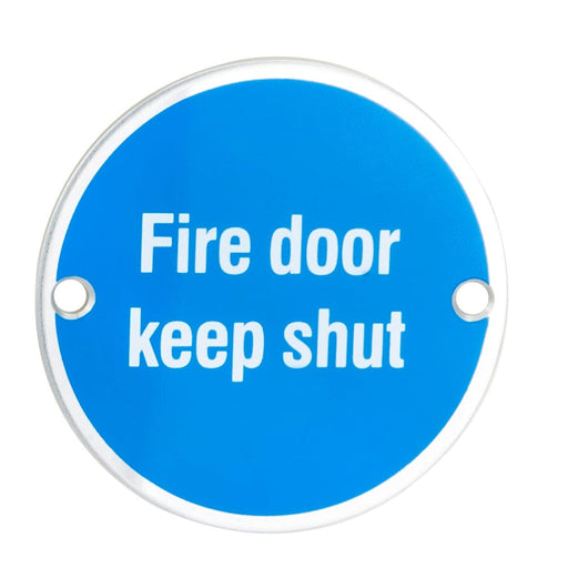 Carlisle Brass Signs Satin Anodised Aluminium Fire Door Keep Shut Symbol