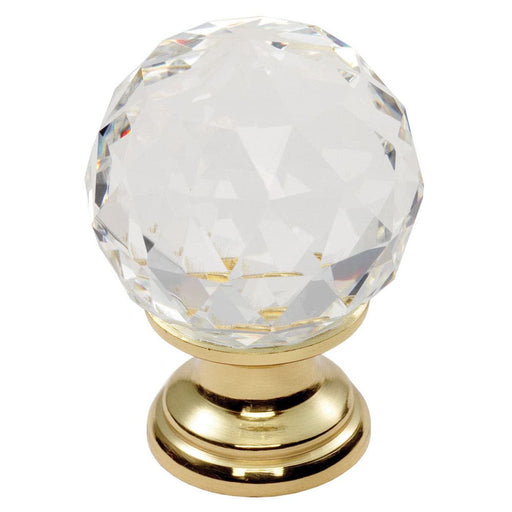 Carlisle Brass Cupboard Knob Brass Base FTD CRYSTAL FACETED KNOB with FINISHED BASE 25mm