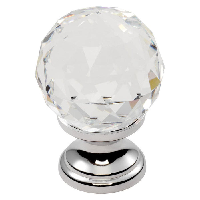 Carlisle Brass Cupboard Knob Chrome Base FTD CRYSTAL FACETED KNOB with FINISHED BASE 35mm