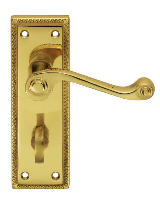 Carlisle Brass Handles Polished Brass Georgian Lever On Backplate - Bathroom 57Mm C/C 150Mm X 48Mm