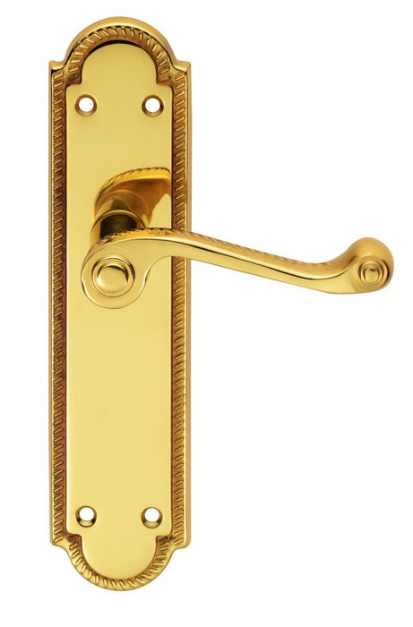 Carlisle Brass Handles Polished Brass Georgian Lever On Shaped Backplate - Latch 204Mm X 48Mm