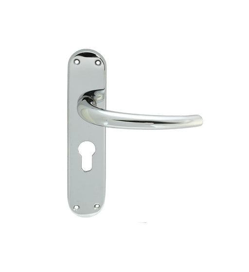 Carlisle Brass Handles Polished Chrome Lilla Lever On Backplate - Lock Euro Profile 47.5Mm C/C Cro (Polished Chrome) 185Mm X 40Mm