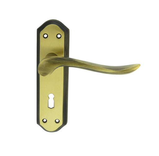 Carlisle Brass Handles Florentine Bronze Lytham Lever On Backplate - Lock 57Mm C/C 180Mm X 48Mm