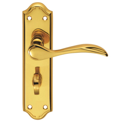 Carlisle Brass Handles Polished Brass Madrid Lever On Backplate - Bathroom 57Mm C/C 180Mm X 45Mm