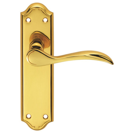 Carlisle Brass Handles Polished Brass Madrid Lever On Backplate -  Latch 180Mm X 45Mm