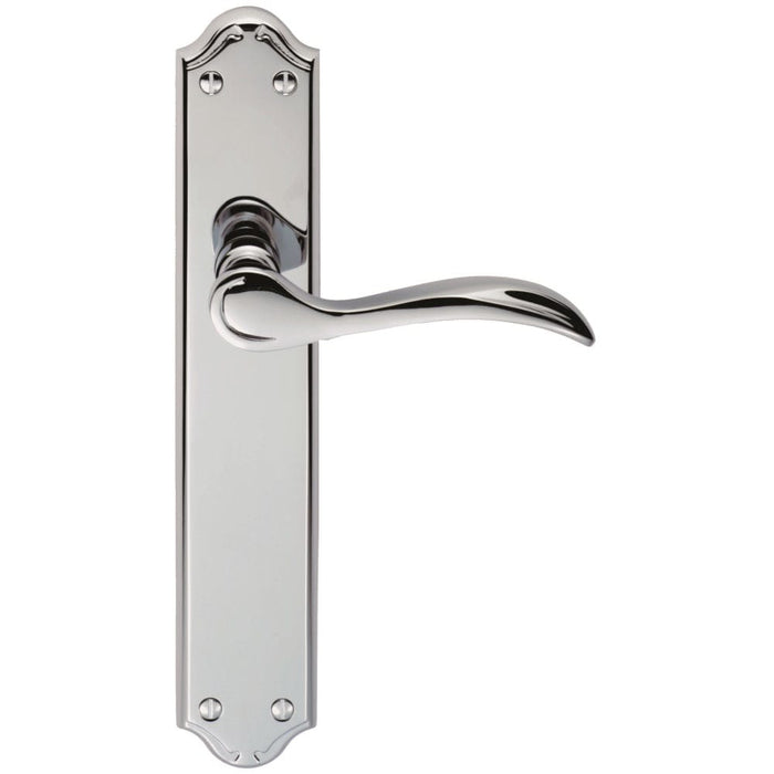 Carlisle Brass Handles Polished Chrome Madrid Lever On Backplate - Latch 242Mm X 45Mm