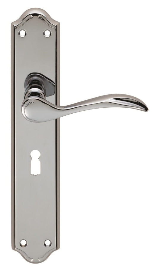 Carlisle Brass Handles POLISHED CHROME MADRID LEVER ON BACKPLATE - LOCK 57MM C/C 242MM x 45MM