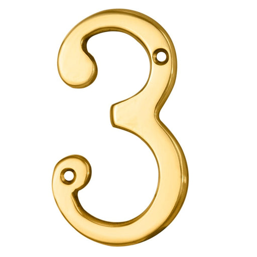 Carlisle Brass Numerals Polished Brass Numeral Face Fix (No.3) 76Mm