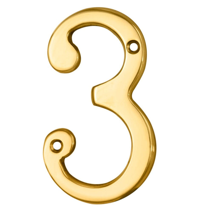 Carlisle Brass Numerals Polished Brass Numeral Face Fix (No.3) 76Mm