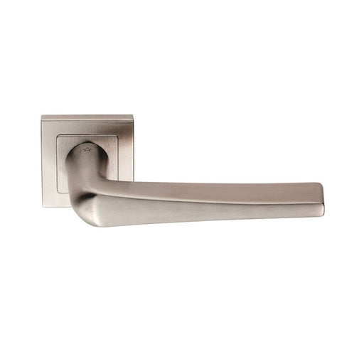 Carlisle Brass Handles Satin Stainless Steel Plaza Designer Lever On Square Sprung Rose - Heso Spindle G304