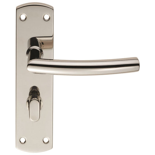 Carlisle Brass Handles Bright Stainless Steel Steelworx Arched Csl Lever On Backplate - Bathroom 57Mm C/C     (172 X 44Mm)  - Polished