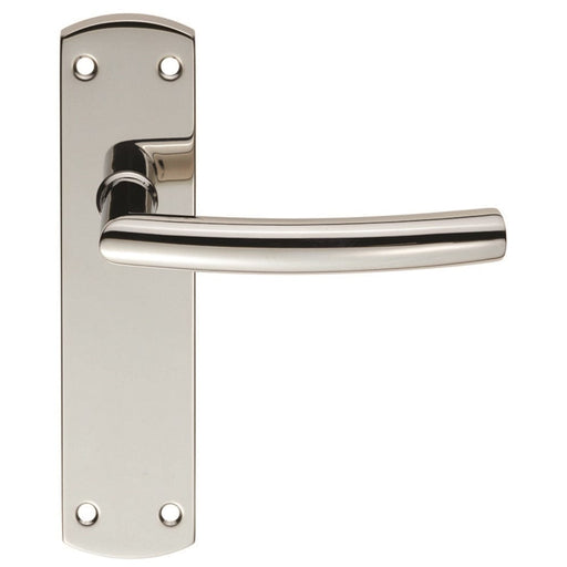 Carlisle Brass Handles Bright Stainless Steel Steelworx Arched Csl Lever On Backplate - Latch  172 X 44Mm Polished