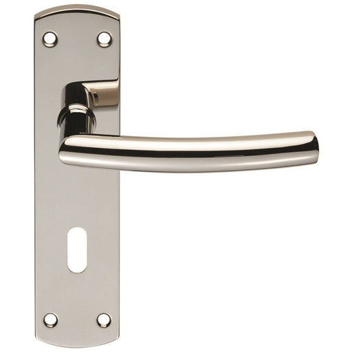 Carlisle Brass Handles Bright Stainless Steel Steelworx Arched Csl Lever On Backplate - Lock 57Mm C/C(172 X 44Mm)  - Polished