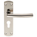 Carlisle Brass Handles Bright Stainless Steel Steelworx Arched Csl Lever On Backplate - Lock Euro Profile 47.5Mm C/C (172 X 44Mm) - Polished