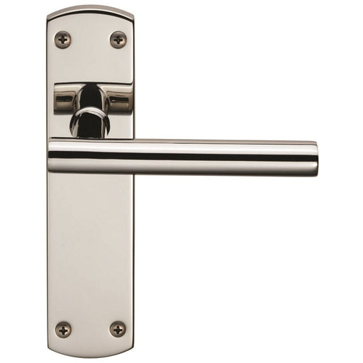 Carlisle Brass Handles Bright Stainless Steel Steelworx Mitred - T Csl Lever On Backplate - Latch  172 X 44Mm  -Polished