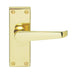 Carlisle Brass Handles Polished Brass Victorian Flat Lever On Backplate - Latch (Contract Range) 120Mm X 40Mm