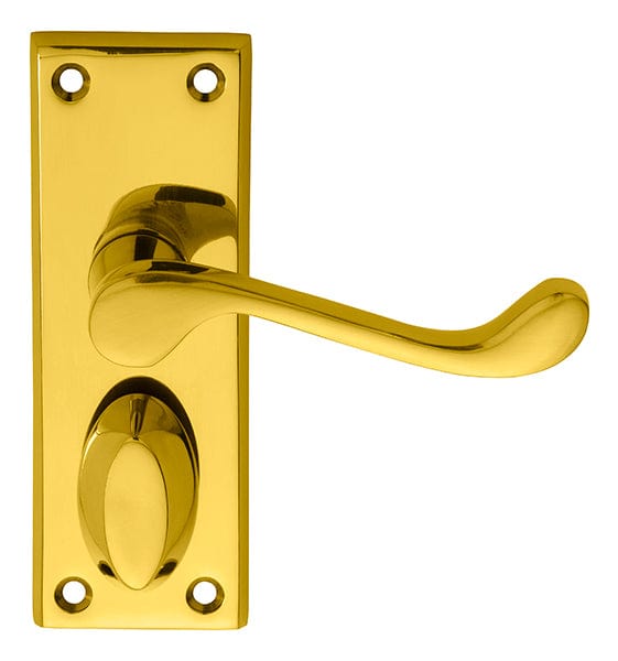 Carlisle Brass Handles Polished Brass Victorian Scroll Lever On Backplate - Privacy 118Mm X 43Mm