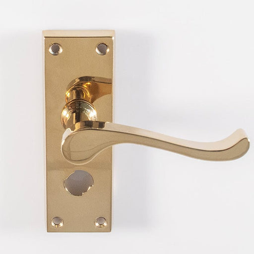 Carlisle Brass Handles Polished Brass Victorian Scroll Lever On Backplate - Privacy (Contract Range) 120Mm X 40Mm