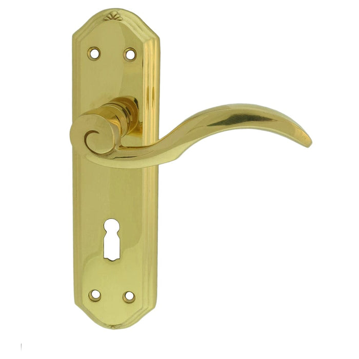 Carlisle Brass Handles Polished Brass Wentworth Lever On Backplate - Lock 57Mm C/C 180Mm X 48Mm